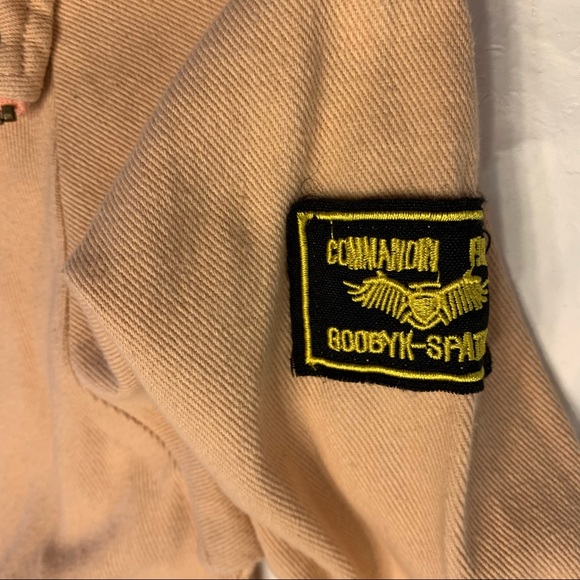 🆕 NWT Zaful zip up/snap peach canvas flight jacket commanding officer patch - Picture 7 of 12